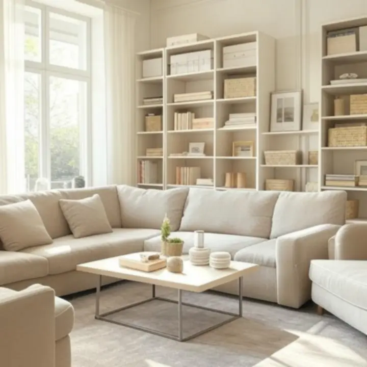 Nowoczesny salon z eleganckimi rozwiązaniami do przechowywania